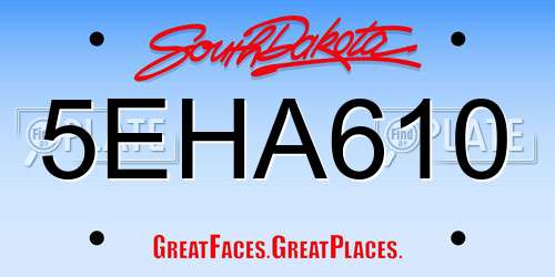 5EHA610 South Dakota License Plate