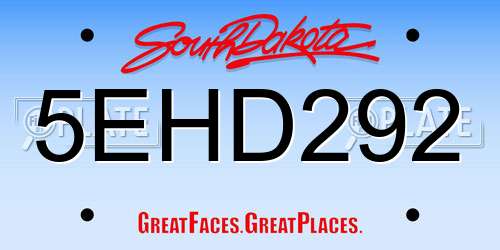5EHD292 South Dakota License Plate