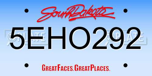 5EHO292 South Dakota License Plate