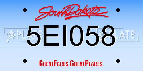 5EI058 South Dakota License Plate