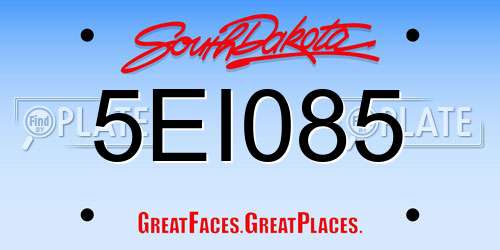 5EI085 South Dakota License Plate