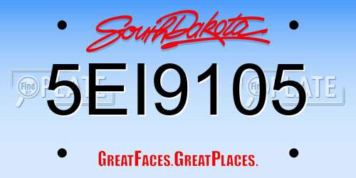 5EI9105 South Dakota License Plate