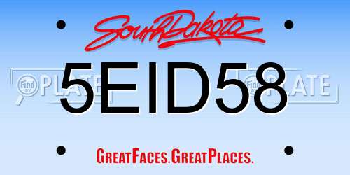 5EID58 South Dakota License Plate