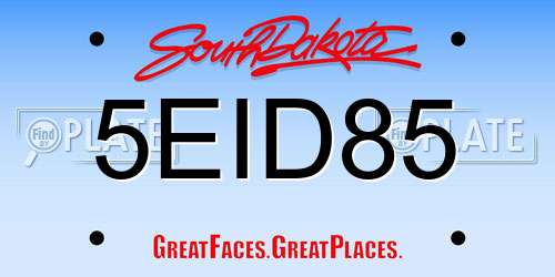 5EID85 South Dakota License Plate