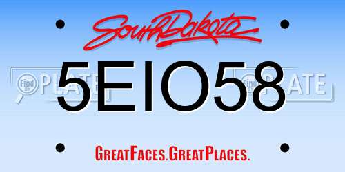 5EIO58 South Dakota License Plate