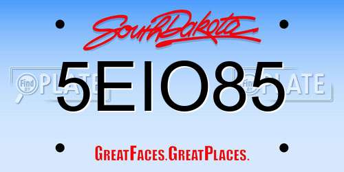 5EIO85 South Dakota License Plate