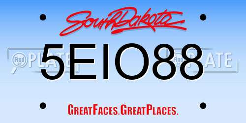 5EIO88 South Dakota License Plate