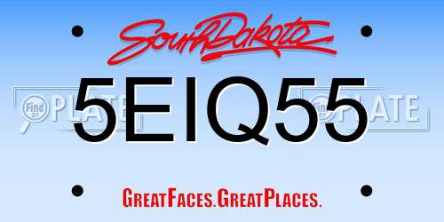 5EIQ55 South Dakota License Plate