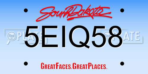 5EIQ58 South Dakota License Plate