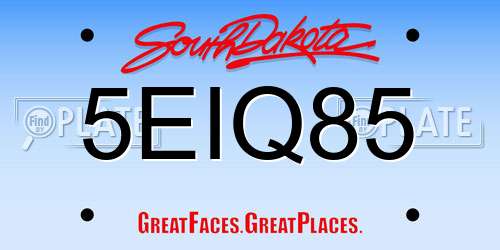 5EIQ85 South Dakota License Plate