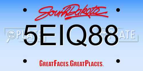 5EIQ88 South Dakota License Plate