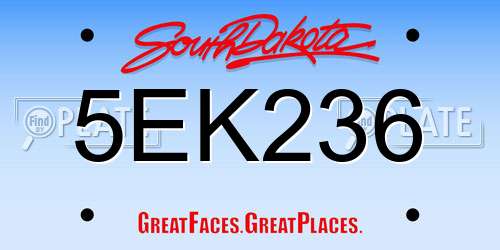 5EK236 South Dakota License Plate