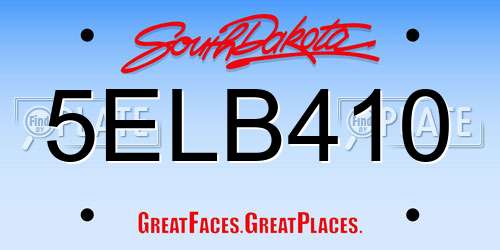 5ELB410 South Dakota License Plate