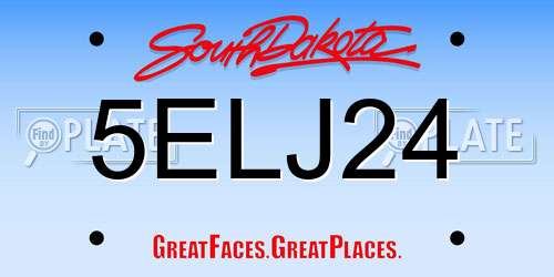 5ELJ24 South Dakota License Plate