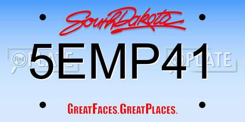 5EMP41 South Dakota License Plate