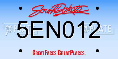 5EN012 South Dakota License Plate
