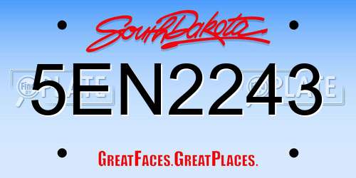 5EN2243 South Dakota License Plate