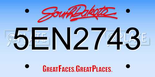 5EN2743 South Dakota License Plate