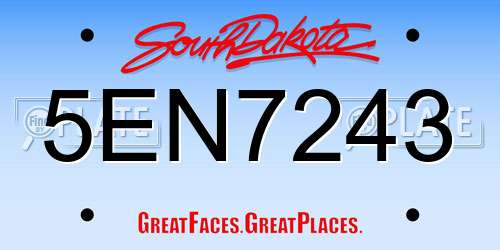 5EN7243 South Dakota License Plate