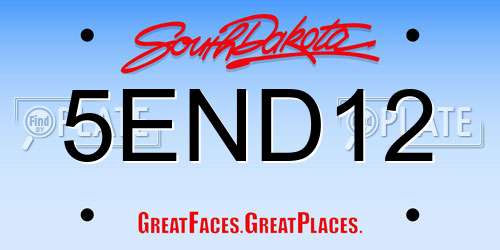 5END12 South Dakota License Plate