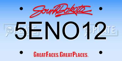 5ENO12 South Dakota License Plate