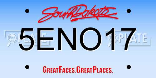 5ENO17 South Dakota License Plate
