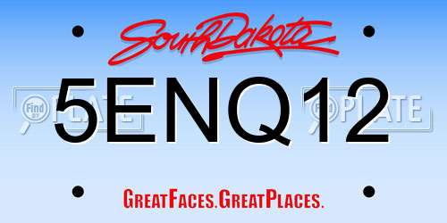 5ENQ12 South Dakota License Plate