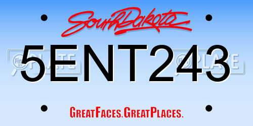5ENT243 South Dakota License Plate