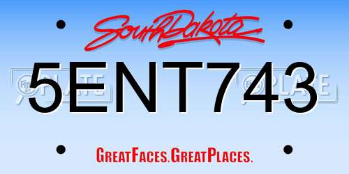 5ENT743 South Dakota License Plate