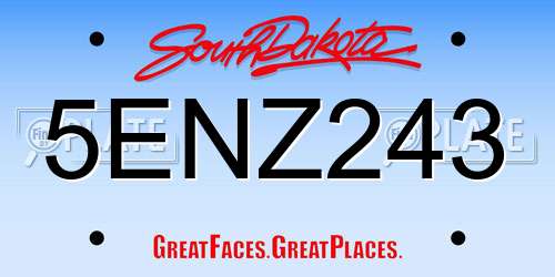5ENZ243 South Dakota License Plate