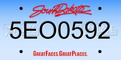 5EO0592 South Dakota License Plate