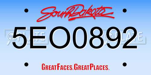 5EO0892 South Dakota License Plate