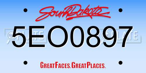 5EO0897 South Dakota License Plate