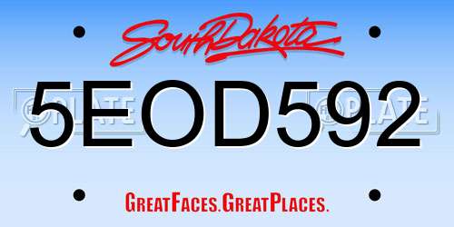 5EOD592 South Dakota License Plate