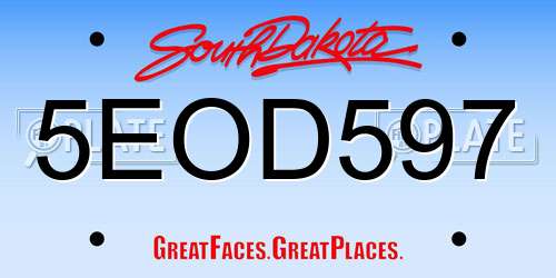 5EOD597 South Dakota License Plate