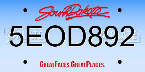 5EOD892 South Dakota License Plate
