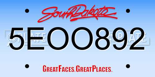 5EOO892 South Dakota License Plate
