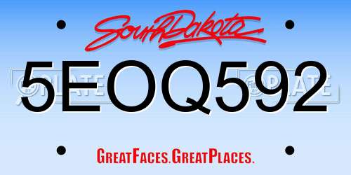 5EOQ592 South Dakota License Plate