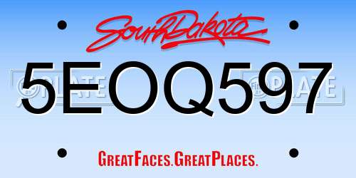 5EOQ597 South Dakota License Plate
