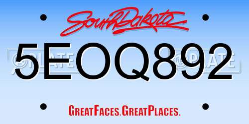 5EOQ892 South Dakota License Plate