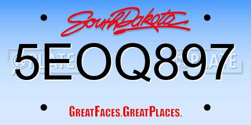 5EOQ897 South Dakota License Plate