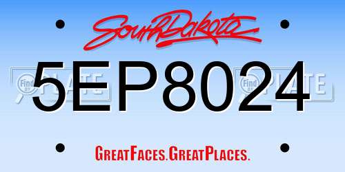 5EP8024 South Dakota License Plate