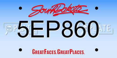 5EP860 South Dakota License Plate