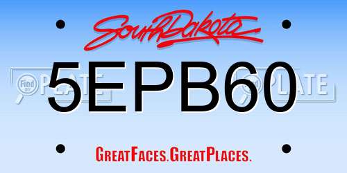 5EPB60 South Dakota License Plate
