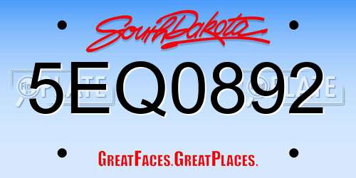 5EQ0892 South Dakota License Plate