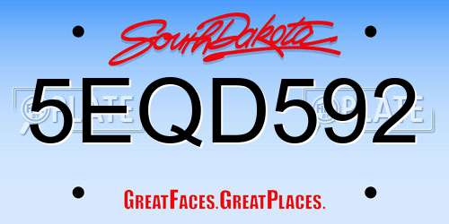 5EQD592 South Dakota License Plate