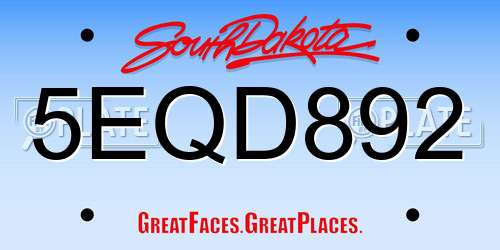 5EQD892 South Dakota License Plate