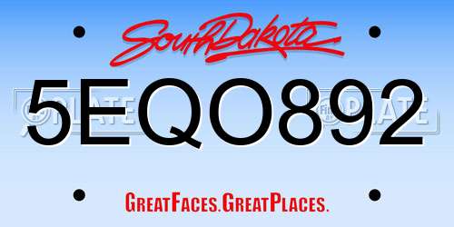 5EQO892 South Dakota License Plate