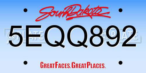 5EQQ892 South Dakota License Plate