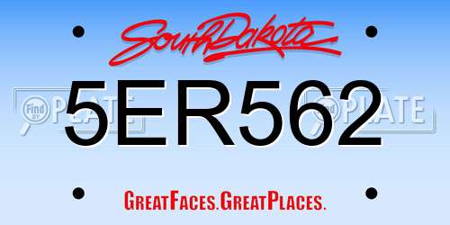 5ER562 South Dakota License Plate